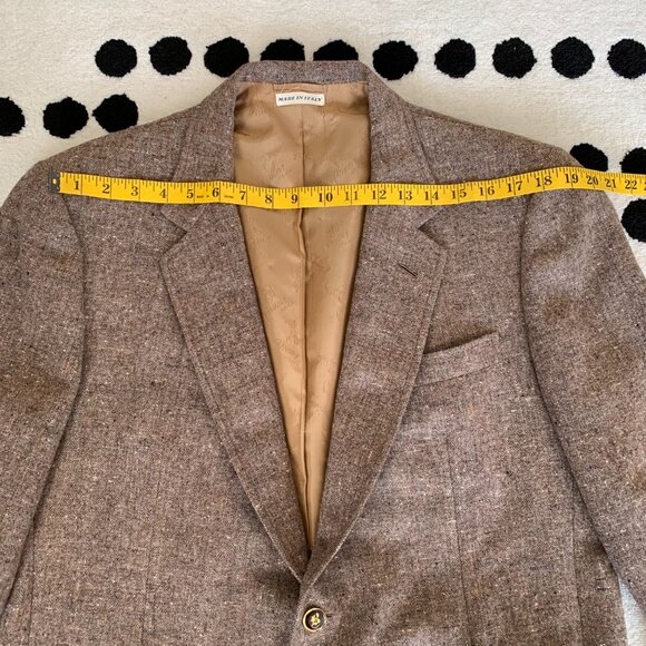 Brioni Vintage Tweed Blazer Sport Coat Mens 46 Brown Wool Metal Buttons Jacket - Picture 12 of 16